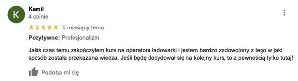 Kurs na operatora ładowarki - opinie